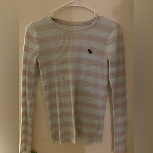 Stripped Pink and White Abercrombie Long Sleeve Shirt